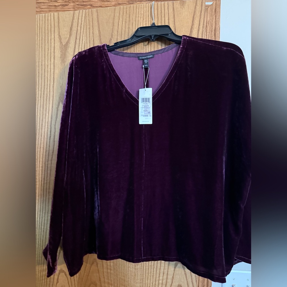 Eileen Fisher Velvet V-Neck Tunic in Plum